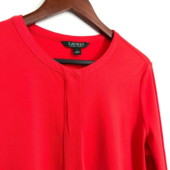 Ralph Lauren Womens Size Large Red Blouse Shirt Top Business Professional - Picture 3 of 6